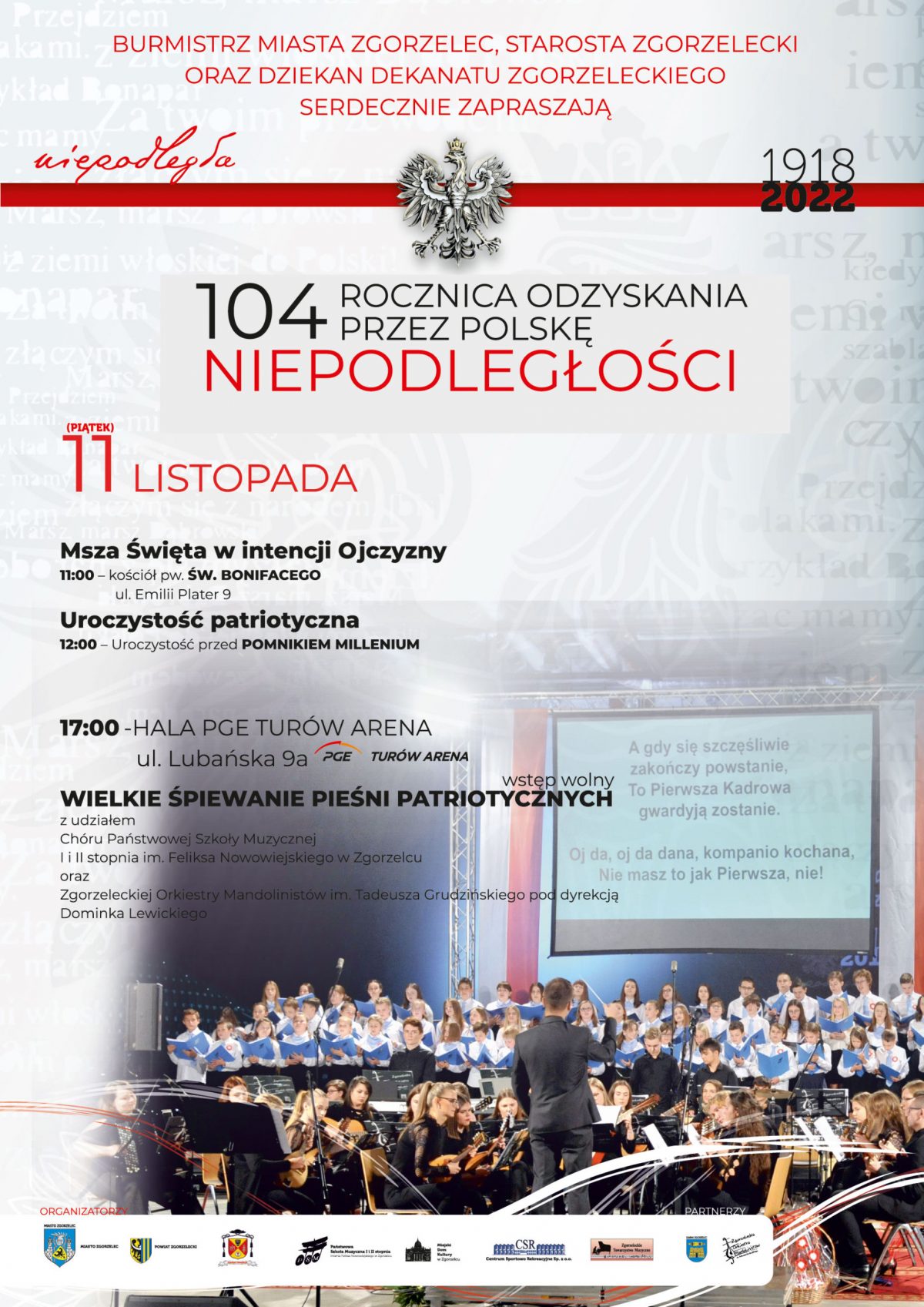 Obchody Narodowego Święta Niepodległości 2022 w Zgorzelcu z udziałem Dolnośląskiego Kuratora Oświaty