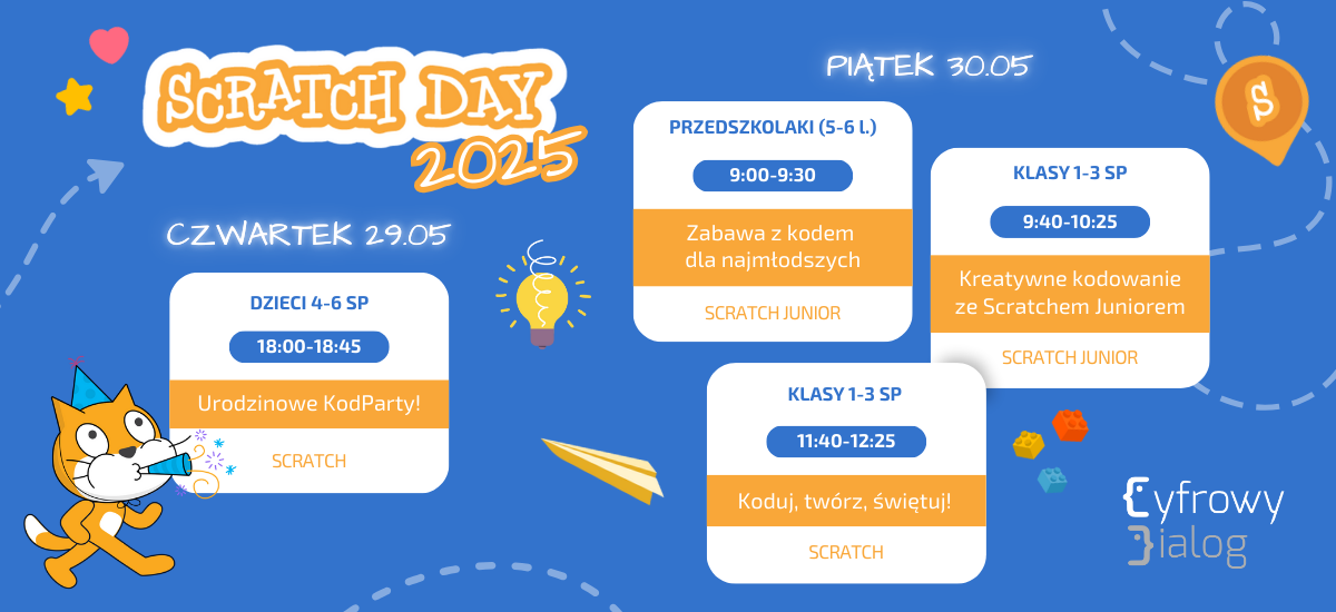 bezpłatne zajęcia z kodowania dla przedszkoli i SP-Scratch Day